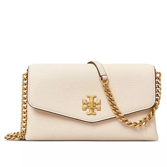 Tory Burch Handbags - NWT Tory Burch Kira Chevron Leather Wallet On a Chain WOC New Cream AUTHENTIC